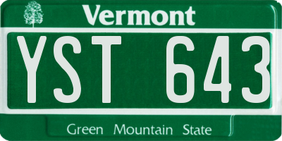 VT license plate YST643