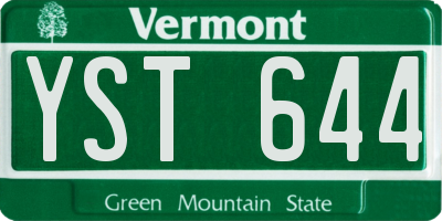 VT license plate YST644
