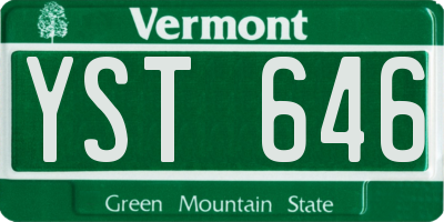 VT license plate YST646