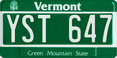 VT license plate YST647