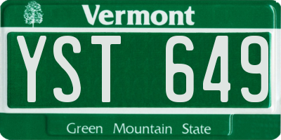 VT license plate YST649