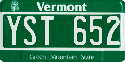 VT license plate YST652