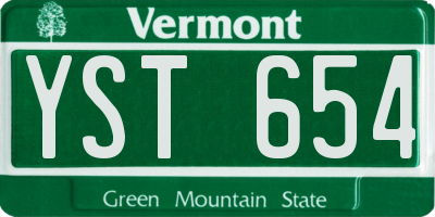 VT license plate YST654