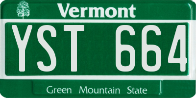 VT license plate YST664