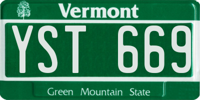 VT license plate YST669