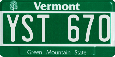 VT license plate YST670