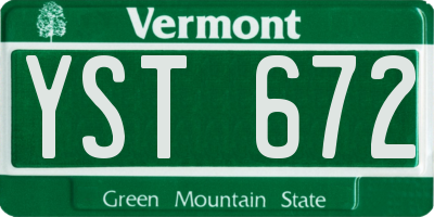 VT license plate YST672