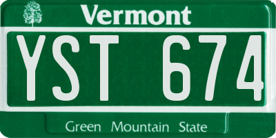 VT license plate YST674