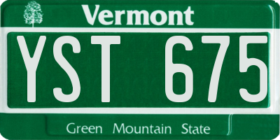 VT license plate YST675