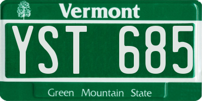VT license plate YST685