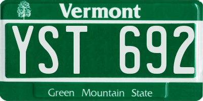 VT license plate YST692