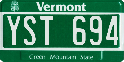VT license plate YST694