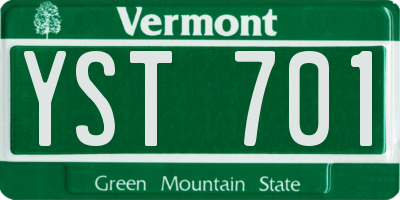 VT license plate YST701