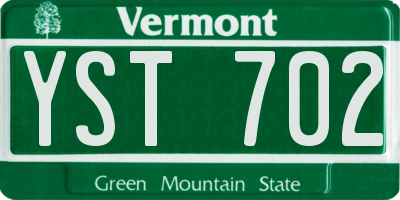 VT license plate YST702