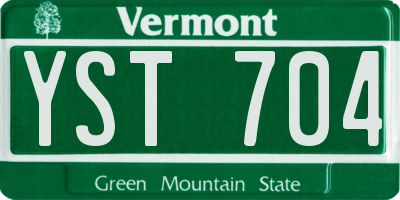 VT license plate YST704