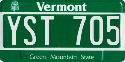 VT license plate YST705