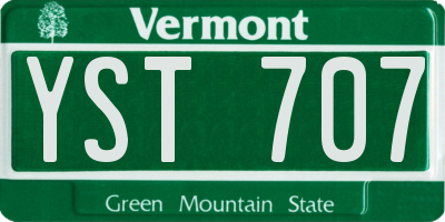 VT license plate YST707