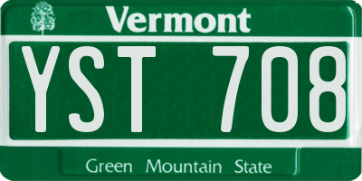 VT license plate YST708