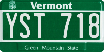 VT license plate YST718