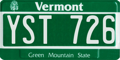 VT license plate YST726