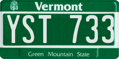 VT license plate YST733
