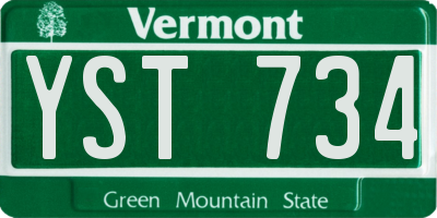 VT license plate YST734