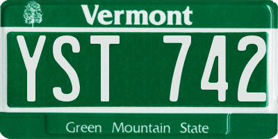 VT license plate YST742