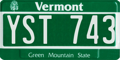 VT license plate YST743