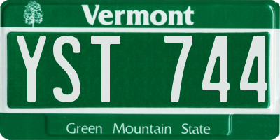 VT license plate YST744