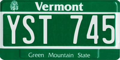 VT license plate YST745