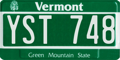 VT license plate YST748