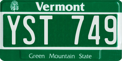 VT license plate YST749