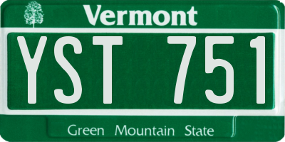 VT license plate YST751