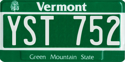 VT license plate YST752