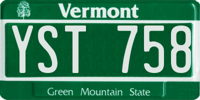 VT license plate YST758