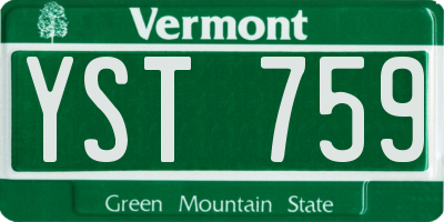 VT license plate YST759