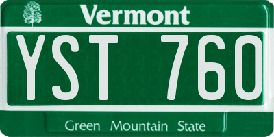 VT license plate YST760