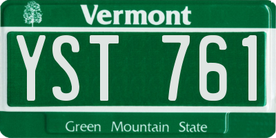 VT license plate YST761