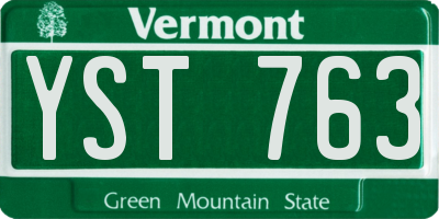 VT license plate YST763