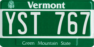VT license plate YST767