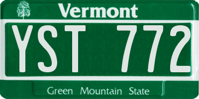 VT license plate YST772