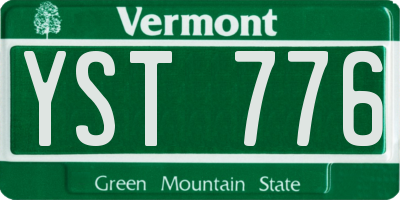 VT license plate YST776