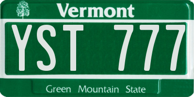 VT license plate YST777