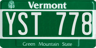VT license plate YST778