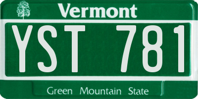 VT license plate YST781