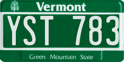VT license plate YST783