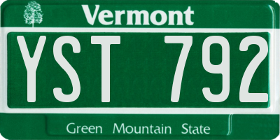 VT license plate YST792