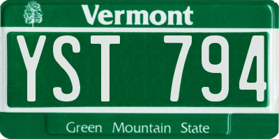 VT license plate YST794