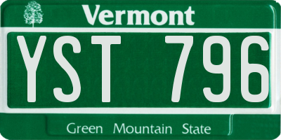VT license plate YST796
