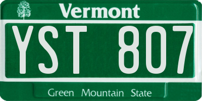 VT license plate YST807